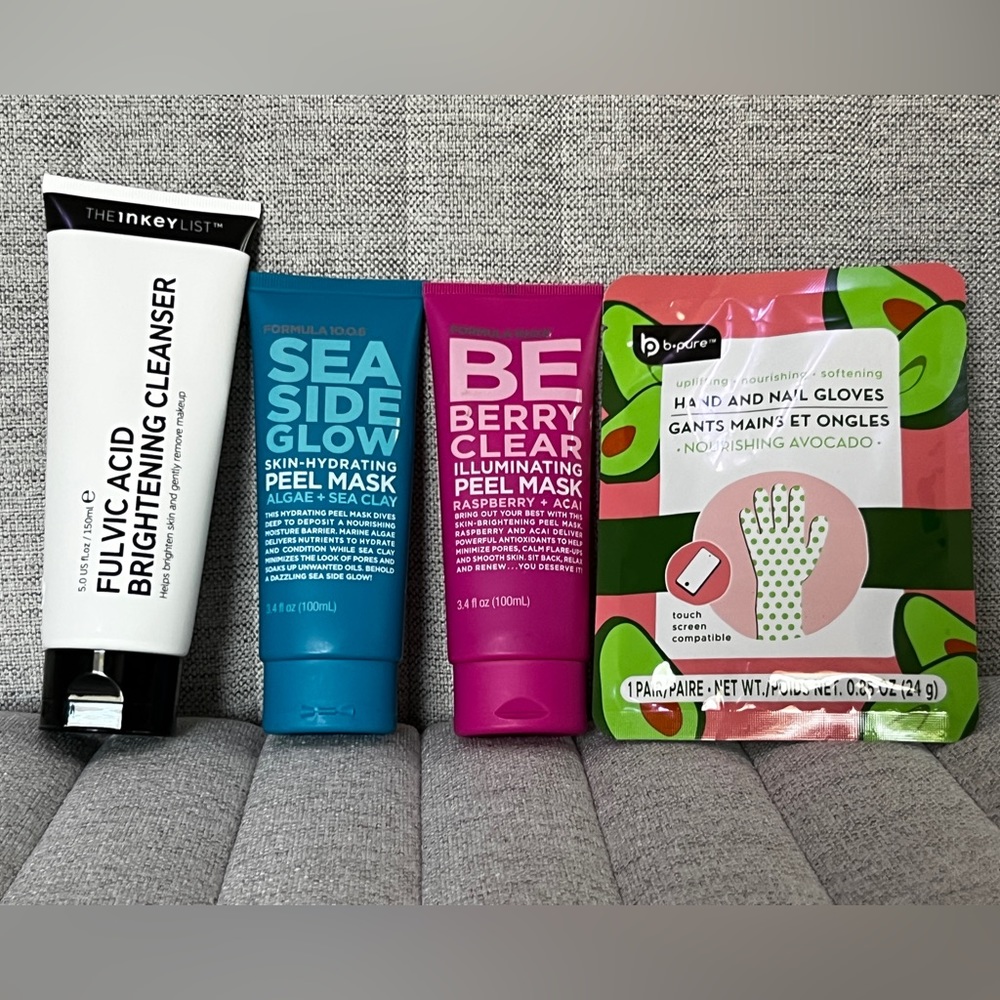 Inkey List face wash, peel off masks and a hand mask skincare bundle!